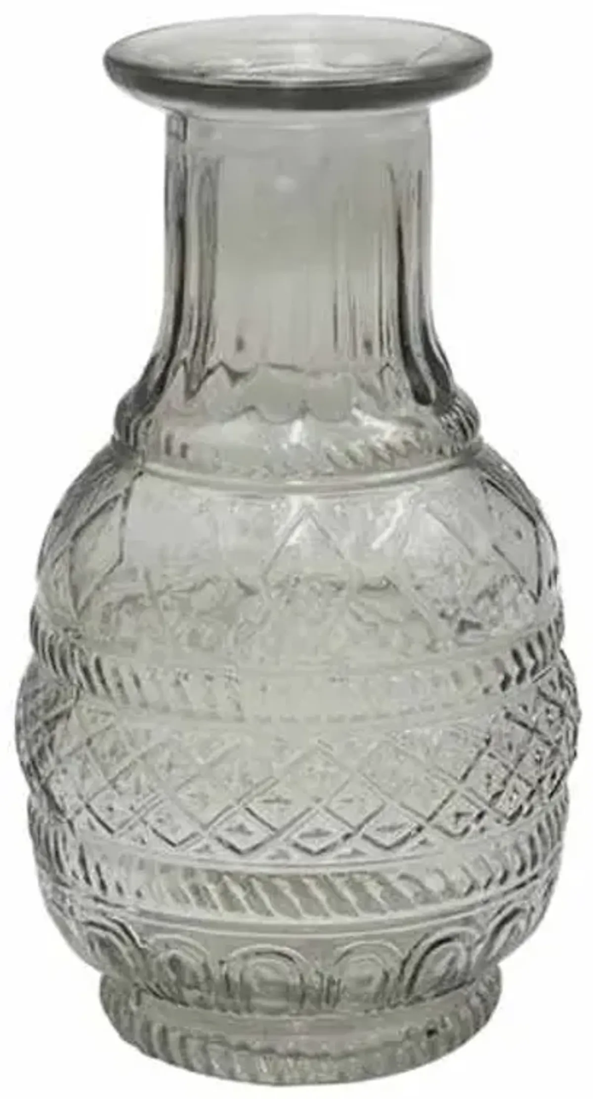 Grey Embossed Bud Glass Vase, 5"