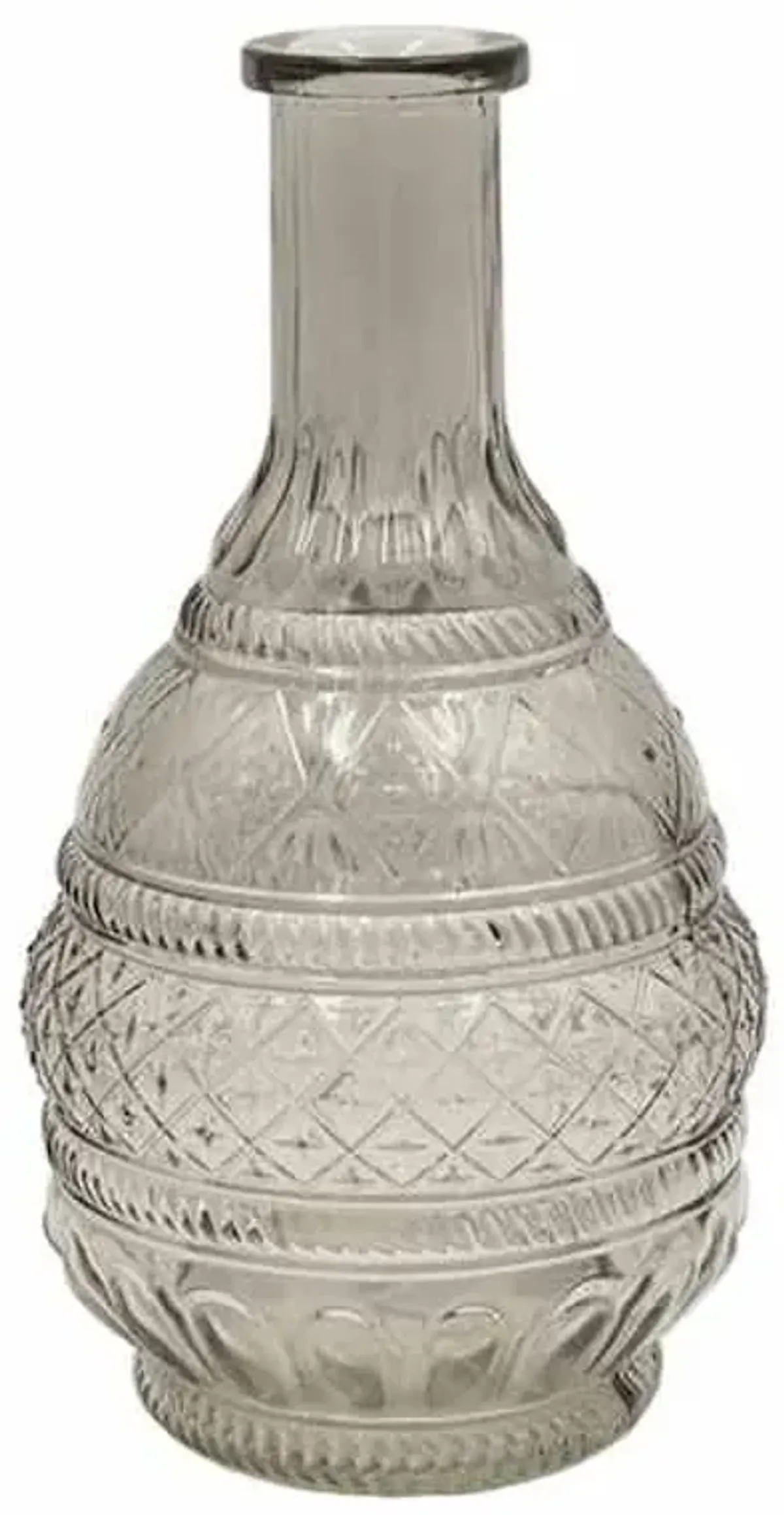 Grey Embossed Bud Glass Vase, 9"