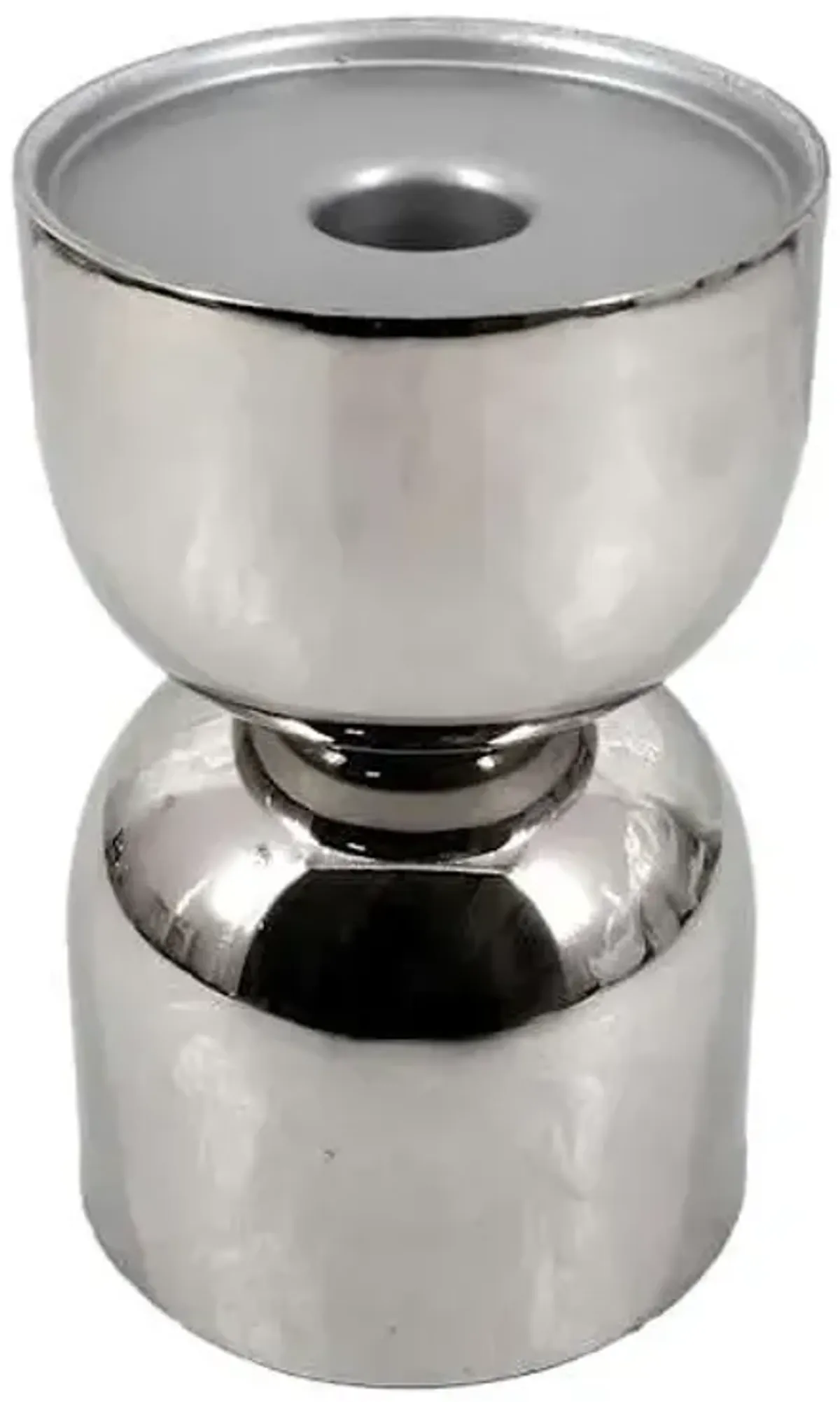 Silver Metal Hourglass Candle Holder, 5"