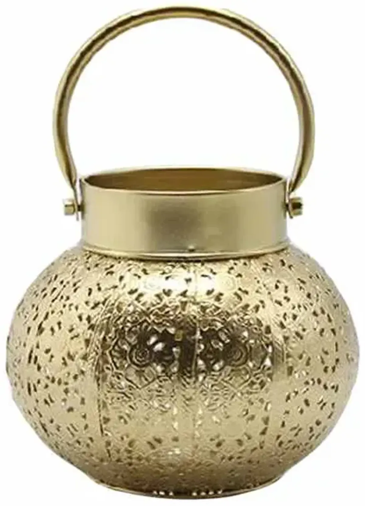 Gold Metal Punch Lantern, 6"