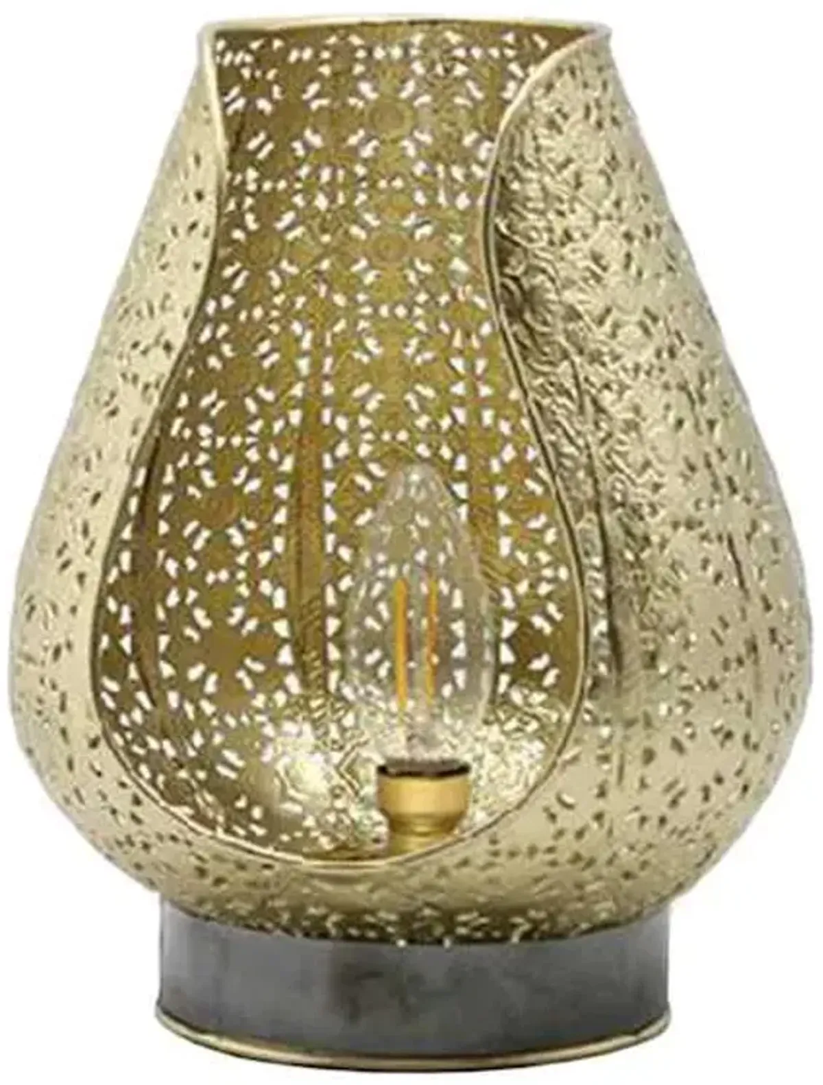 Gold Metal LED Punch Lantern, 9"