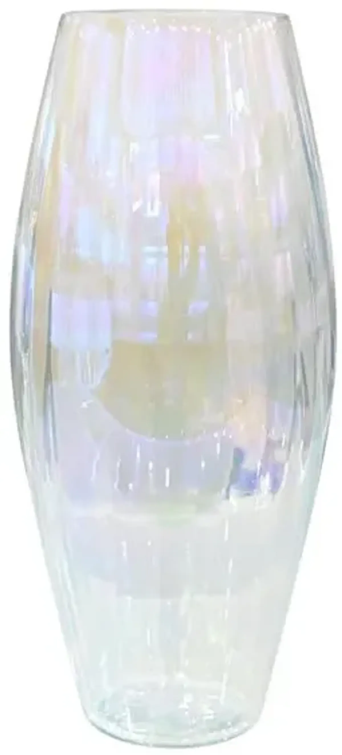 Clear Iridescent Glass Vase, 14"