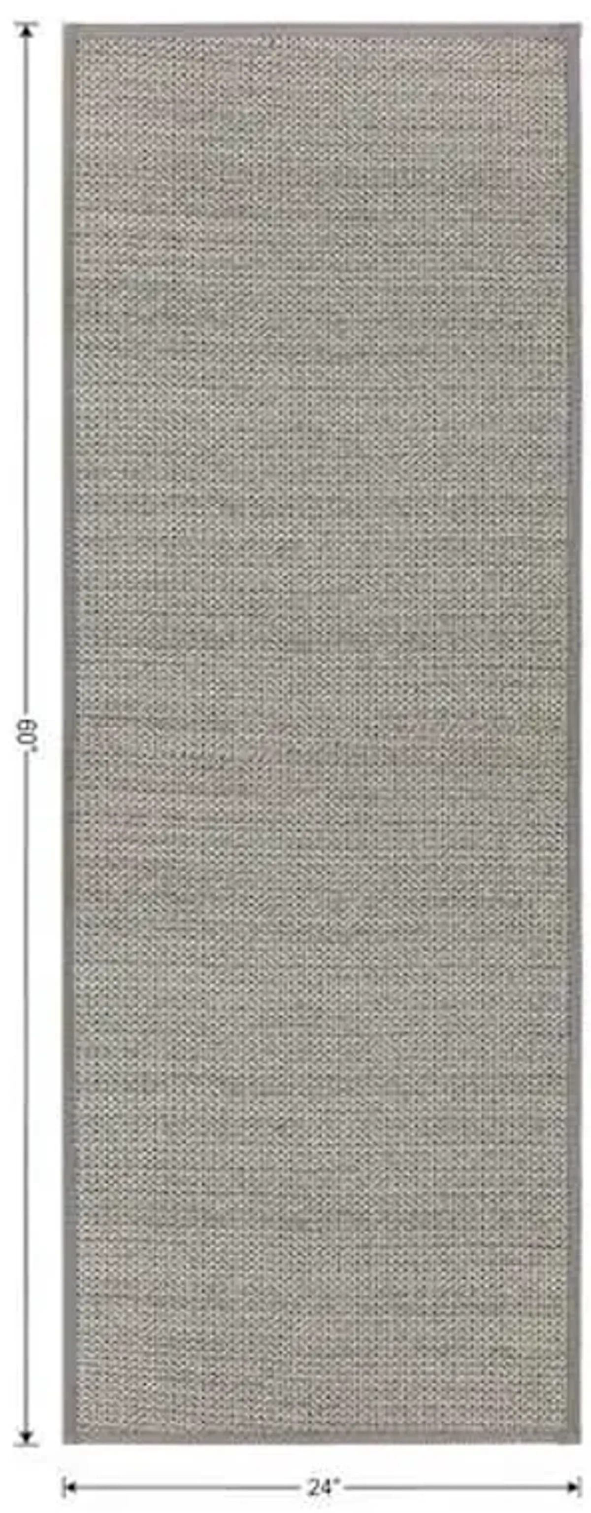 Solid Grey Textured Washable Kitchen Runner, 2x5