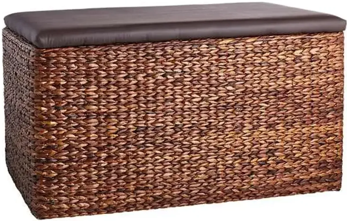 Natural Wicker Dark Brown Storage Trunk, Extra Large
