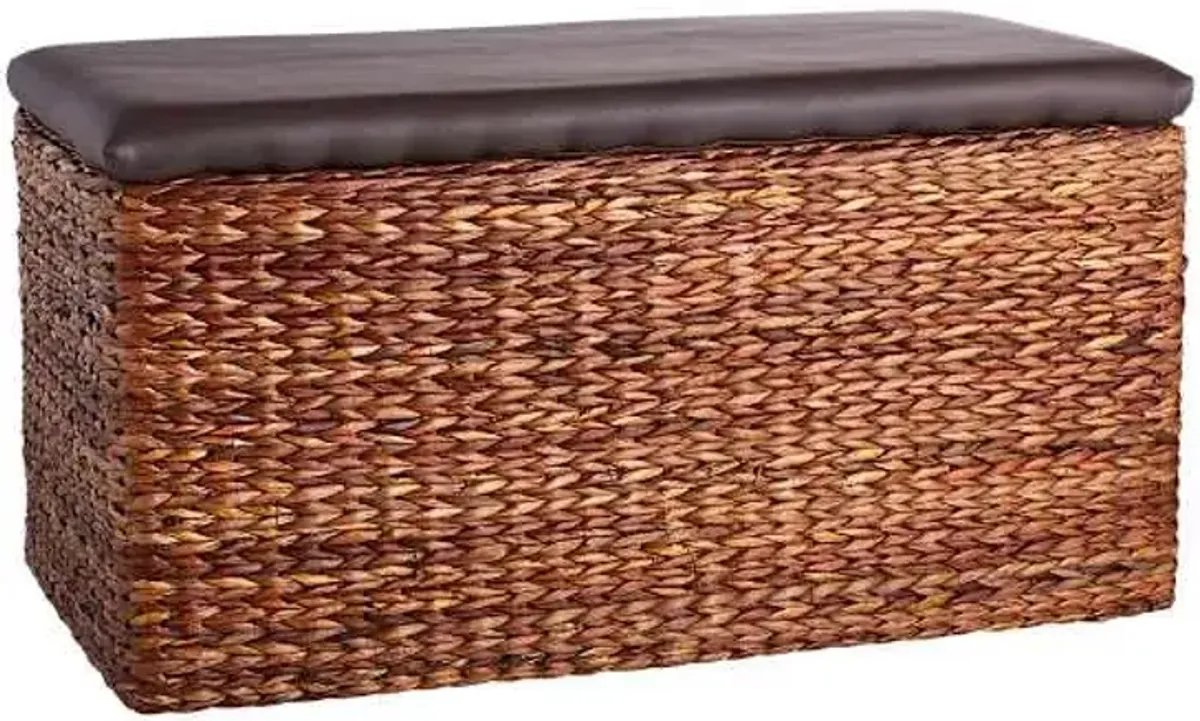 Natural Wicker Dark Brown Storage Trunk, Large