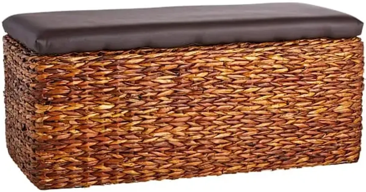 Natural Wicker Dark Brown Storage Trunk, Medium