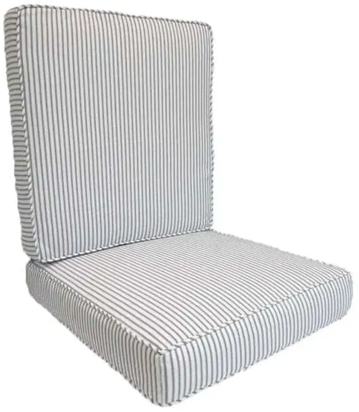 2-Piece Navy Blue Ticking Striped Outdoor Deep Seat Cushion Set