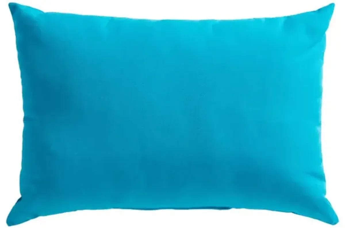 Turquoise Canvas Lumbar Outdoor Throw Pillow, 14x20