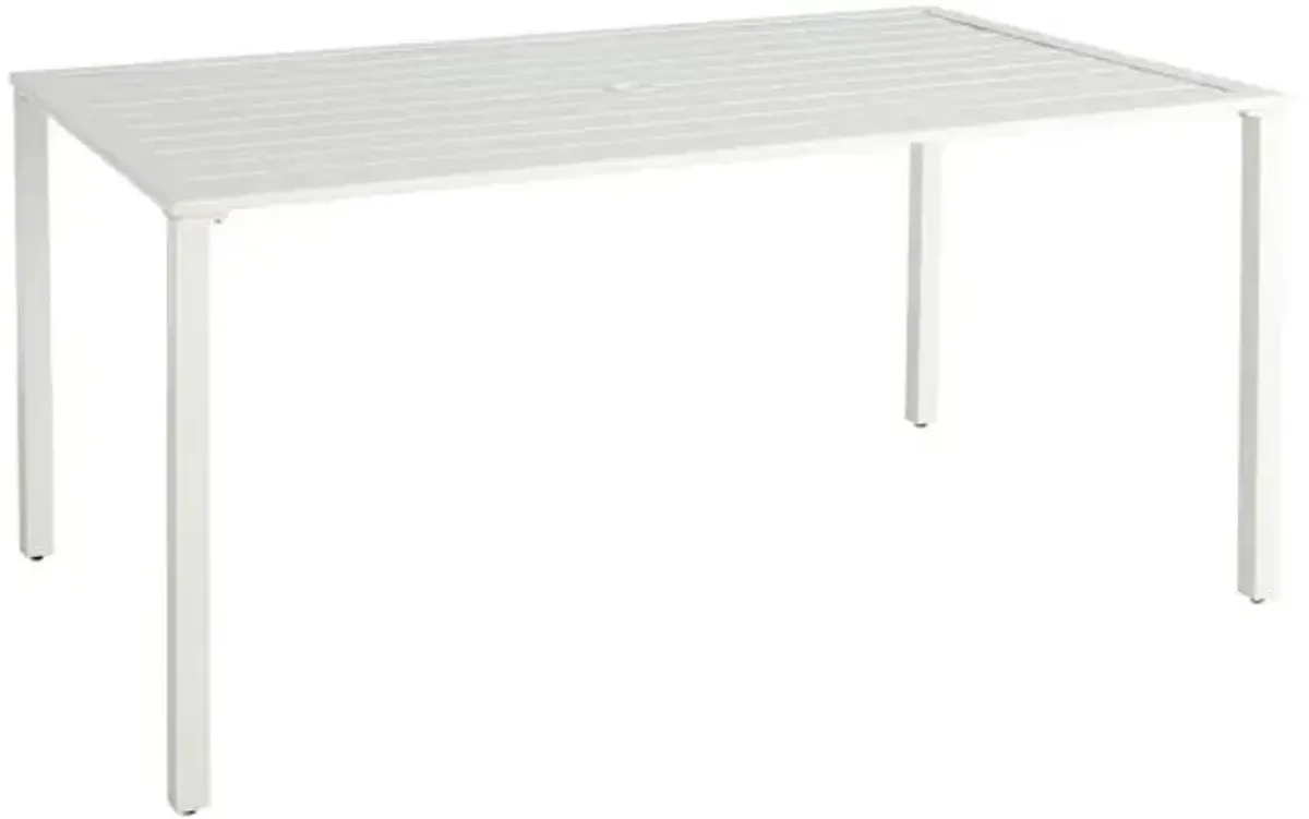 White Steel Slat Patio Dining Table, 60x36