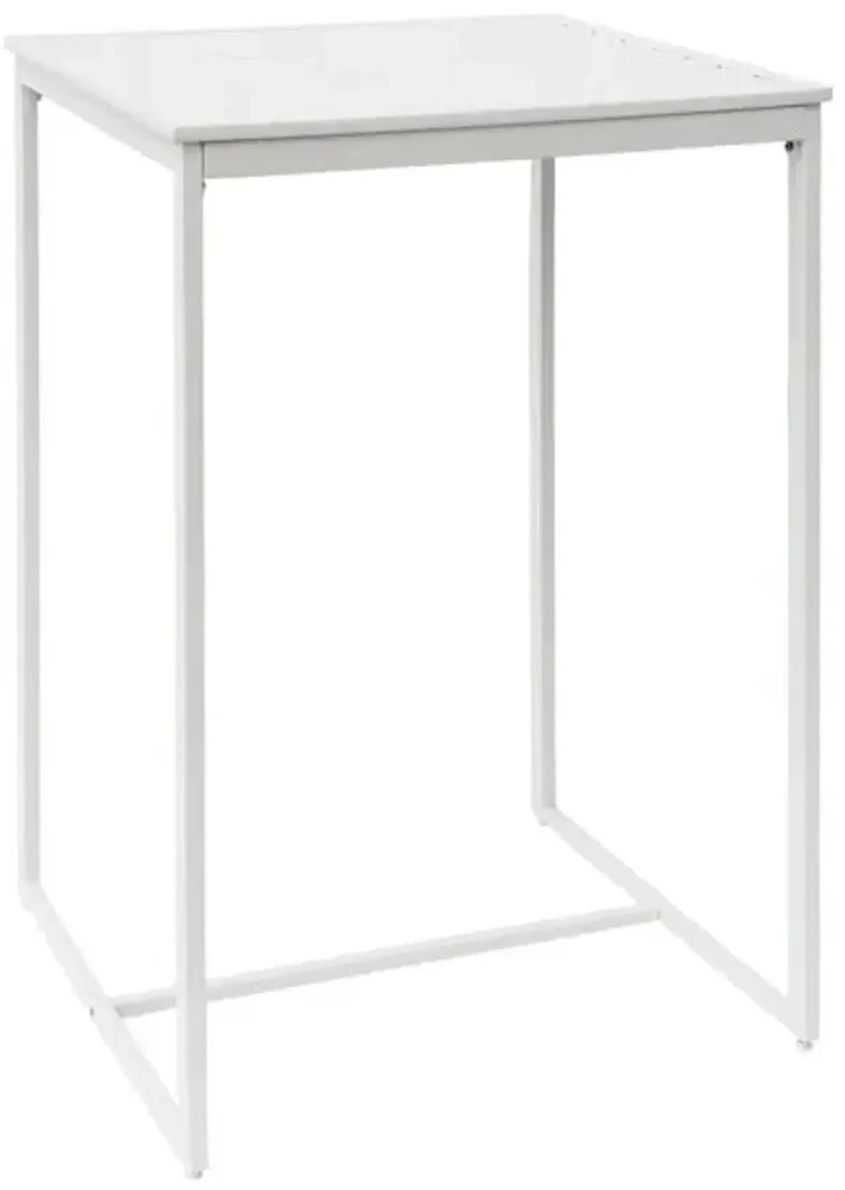 Grammercy White Steel Slat Patio Bar Table, 28"