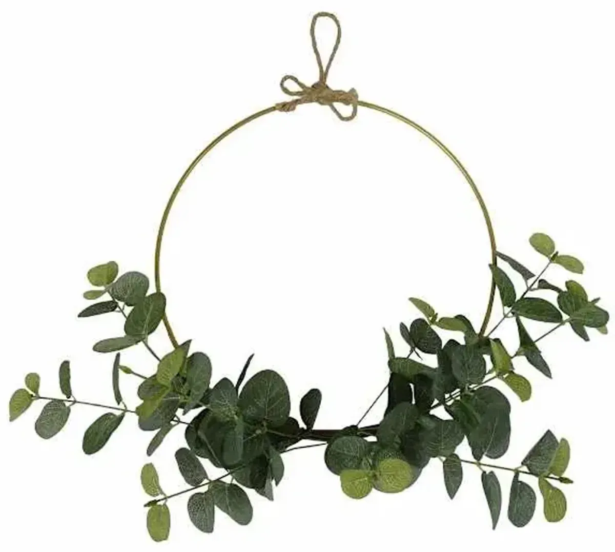 Eucalyptus Half Wreath with Gold Metal Hoop, 16"