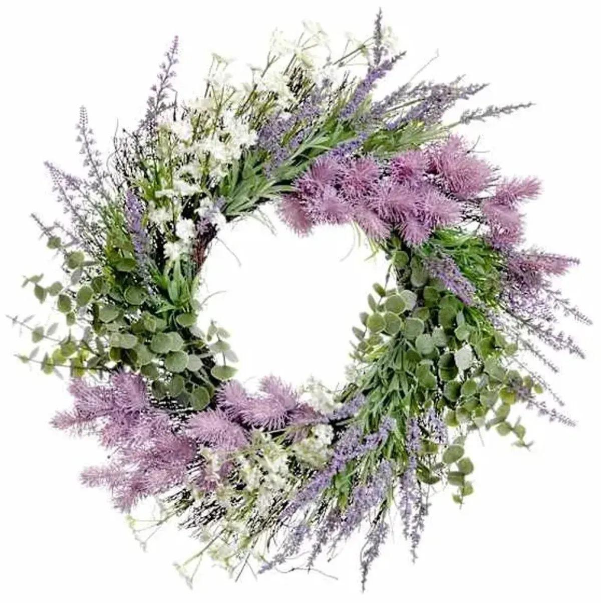 Purple Lavender & Thistle Floral Wreath, 22"