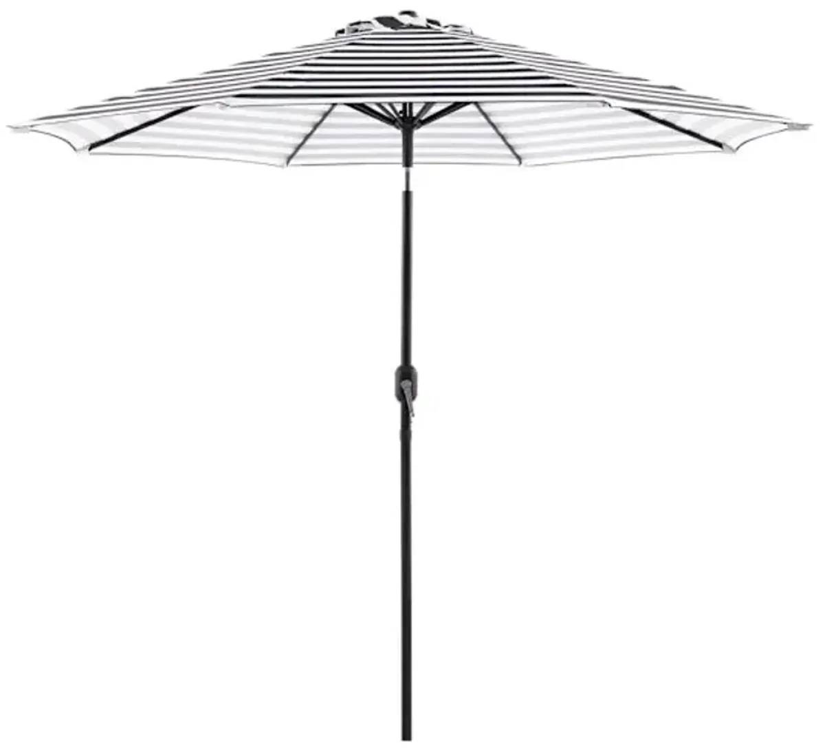 Black Awning Stripe Crank & Tilt Round Patio Umbrella, 9'