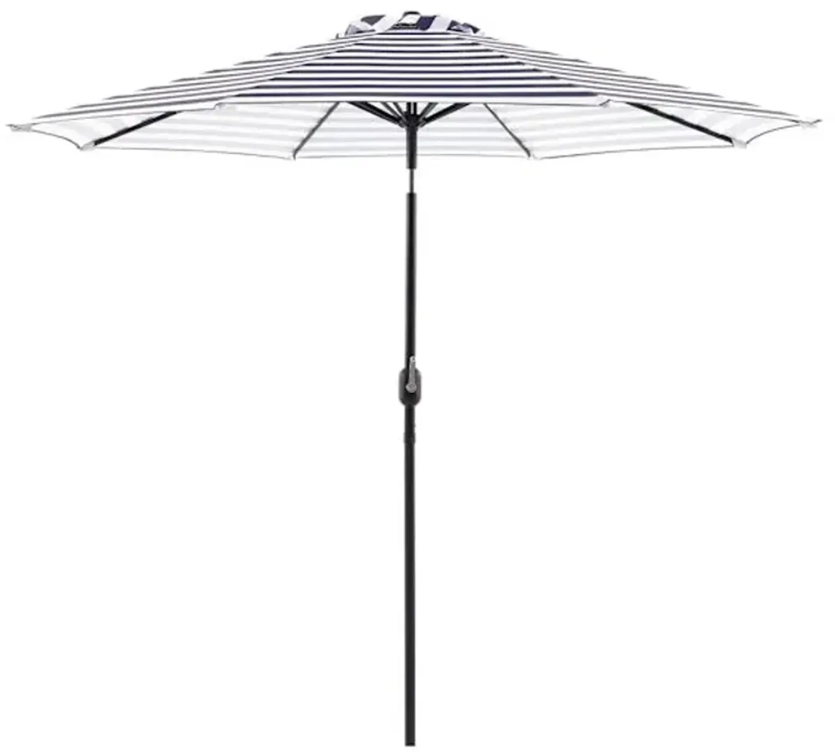 Providence Navy Blue Awning Striped Crank & Tilt Round Patio Umbrella, 9'