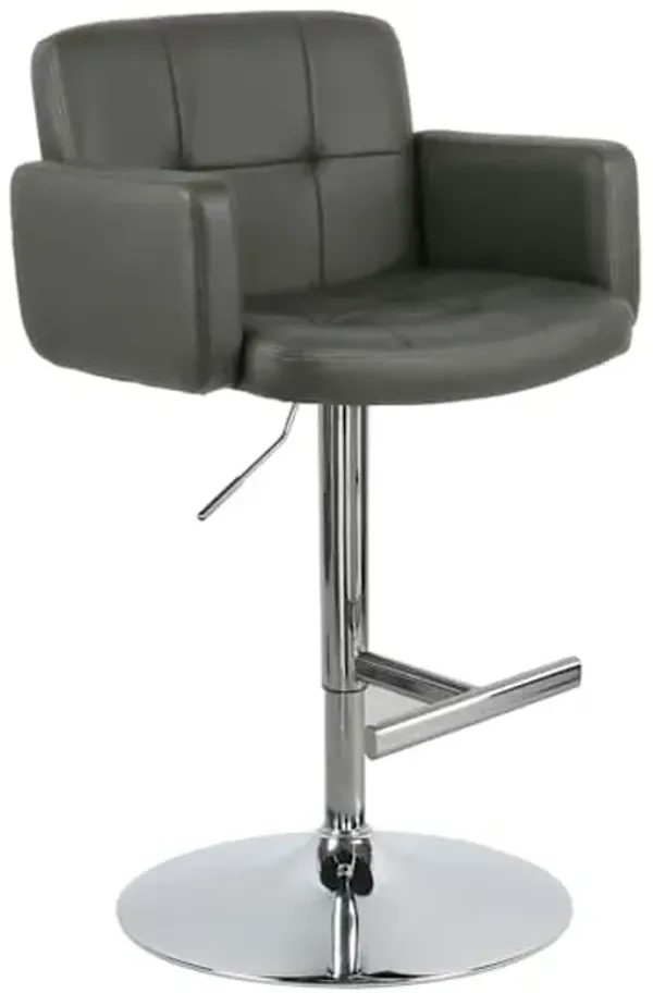 Crosby St. Stout Adjustable Swivel Faux Leather Barstool, Grey