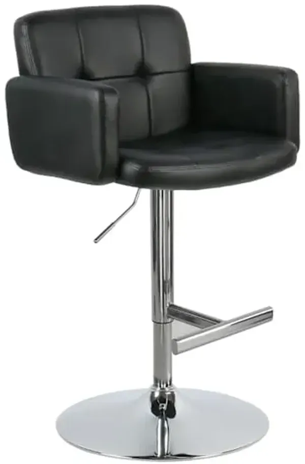 Crosby St. Stout Adjustable Swivel Faux Leather Barstool, Black