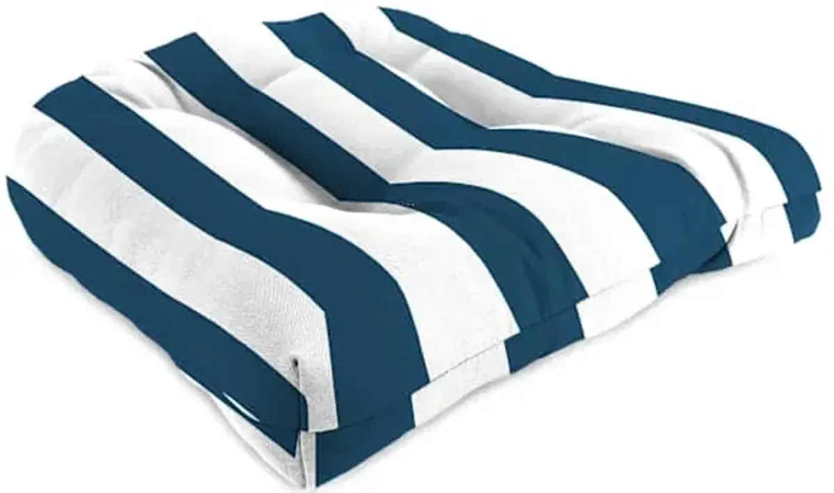 Navy Blue Awning Striped Wicker Seat Cushion