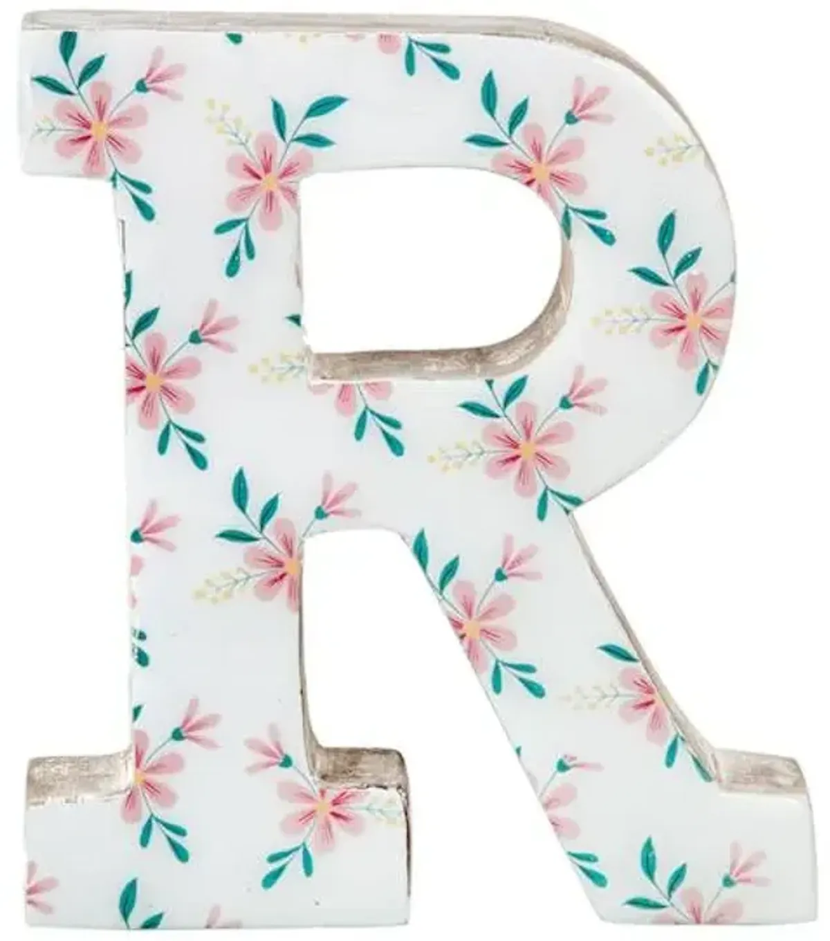 6" Floral Wooden Letter, R