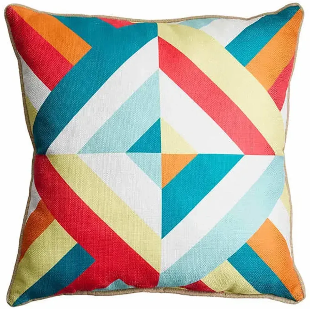 Ray Warm Multicolor Geo Square Outdoor Throw Pillow, 17"