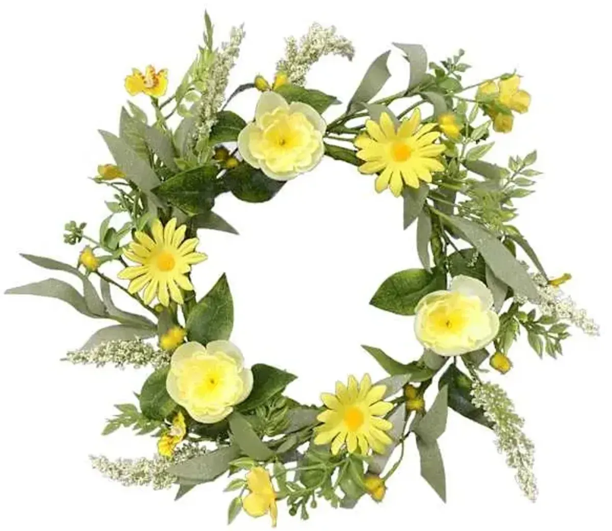 Yellow Daisy Floral Candle Ring, 6.5"