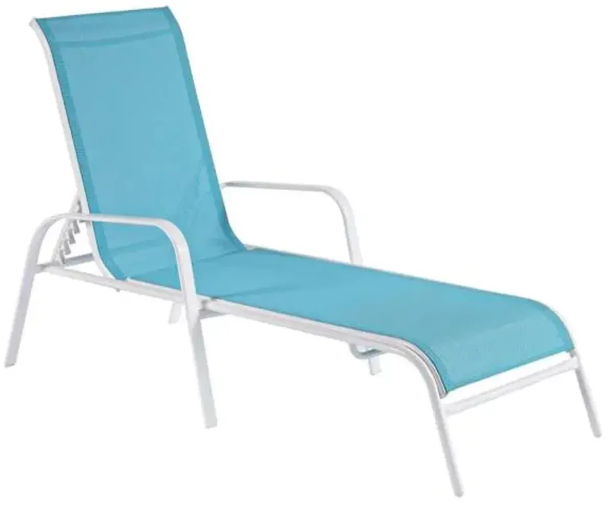 Stackable Sling Patio Chaise Lounge Chair, Aquarelle & White