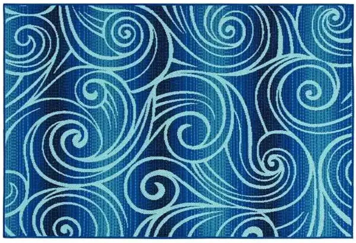 (E441) Scope Aqua Green Striped Outdoor Accent Rug, 2x4