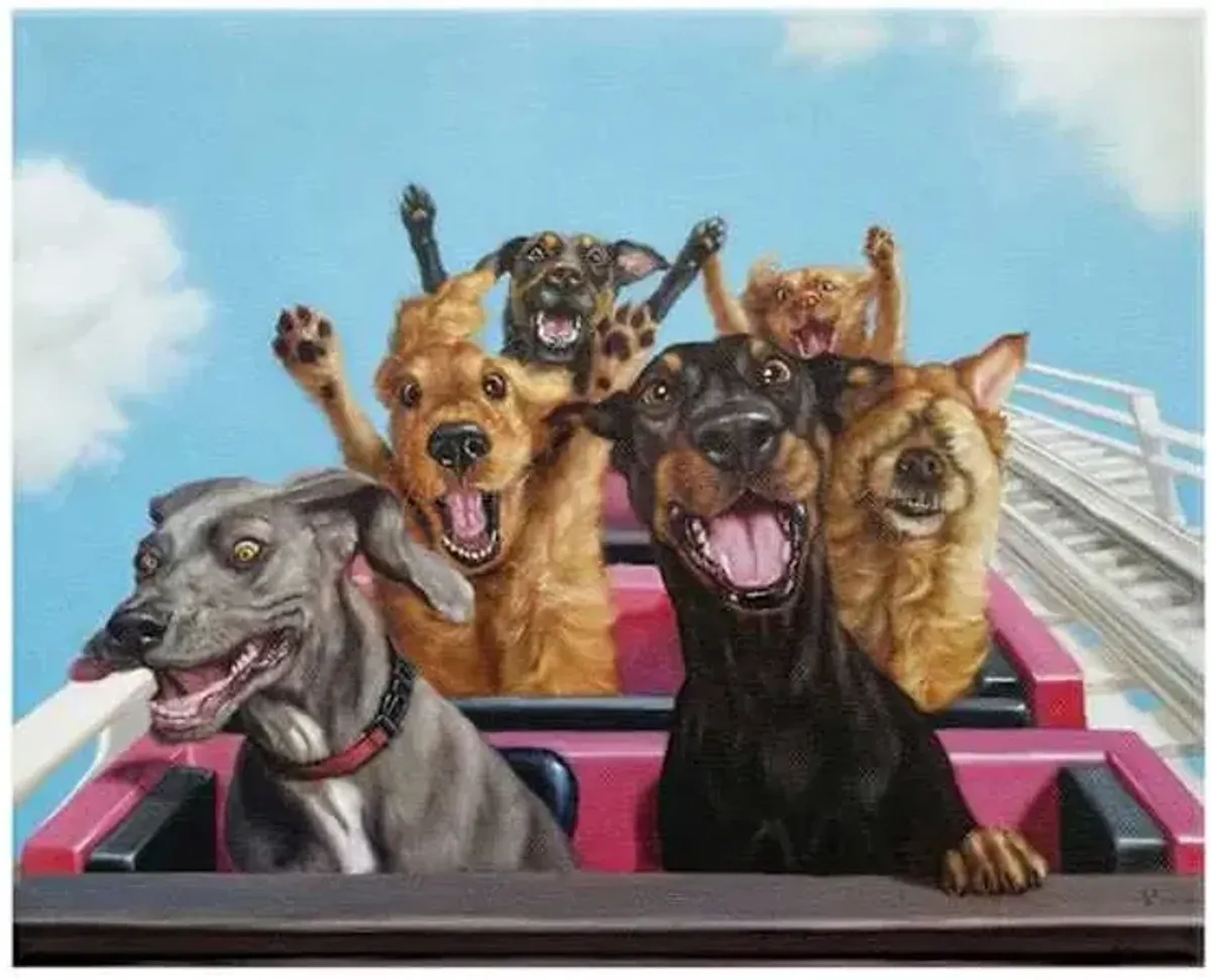 Dogs Rollercoaster Canvas Wall Art, 16x12