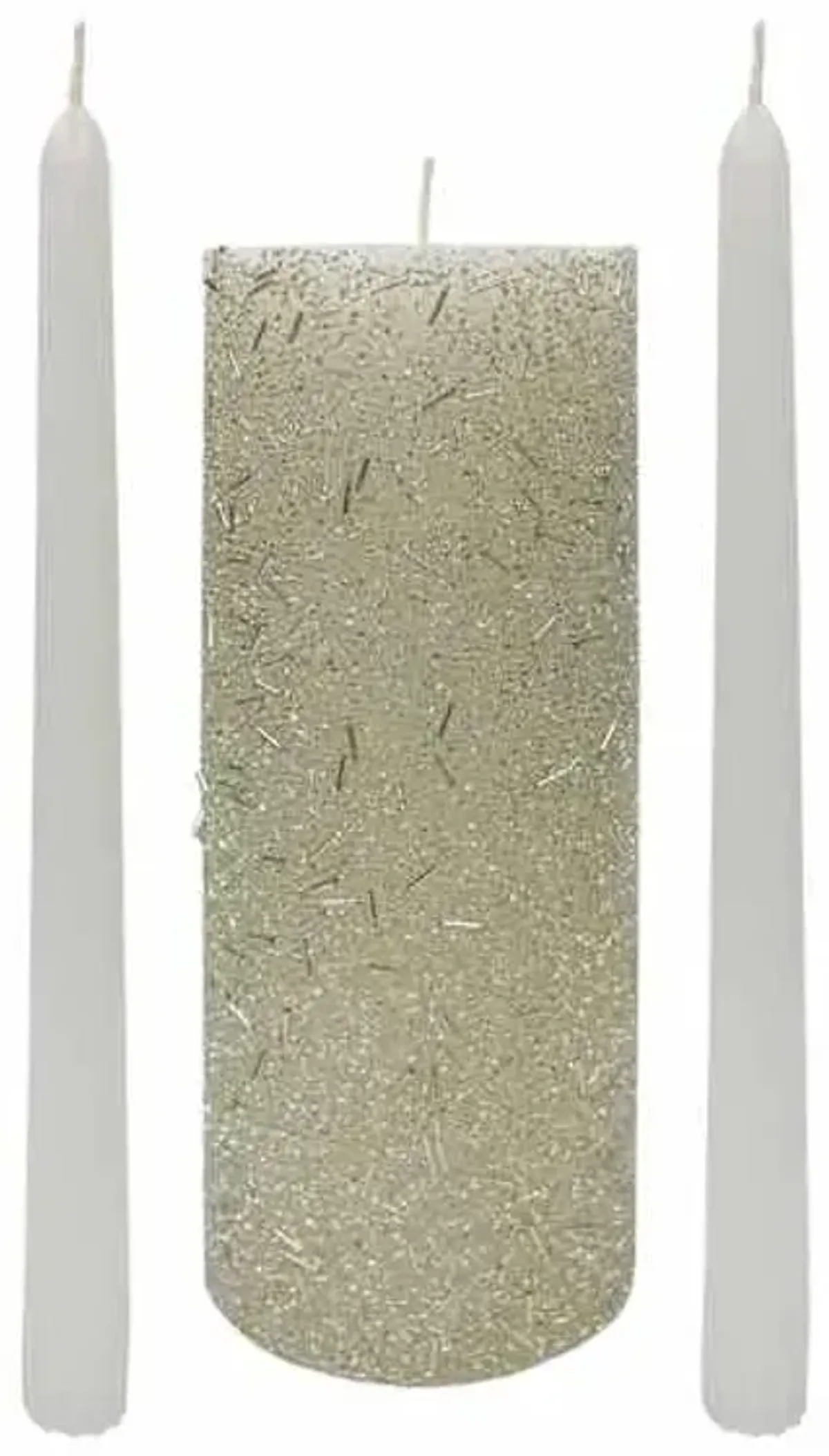 Silver Beaded Unscented Unity Candle Set