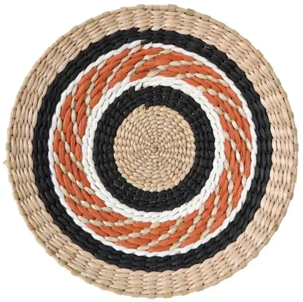 Orange & Black Decorative Round Wall Basket, 13"