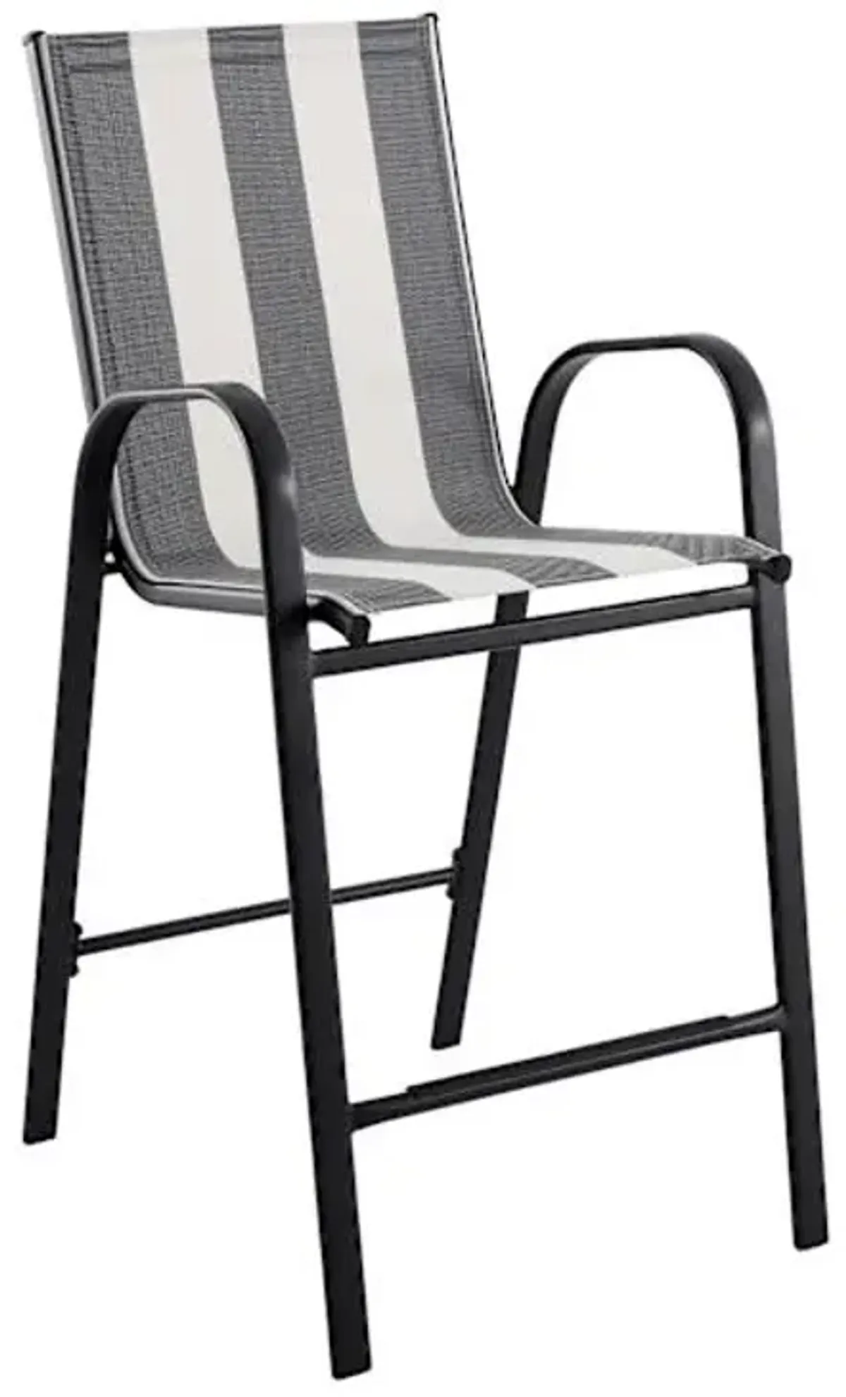 Laila Ali Stackable Sling Patio Barstool, Black & White Striped