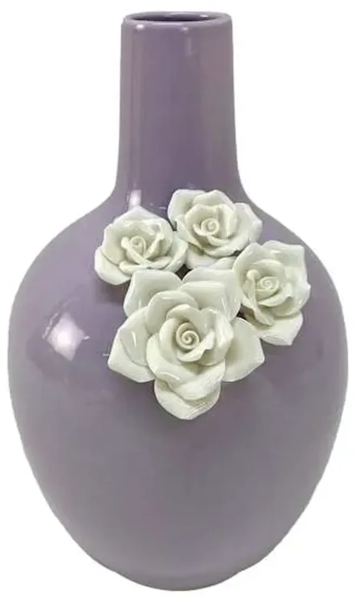 Purple Floral Ceramic Vase, 10.5"