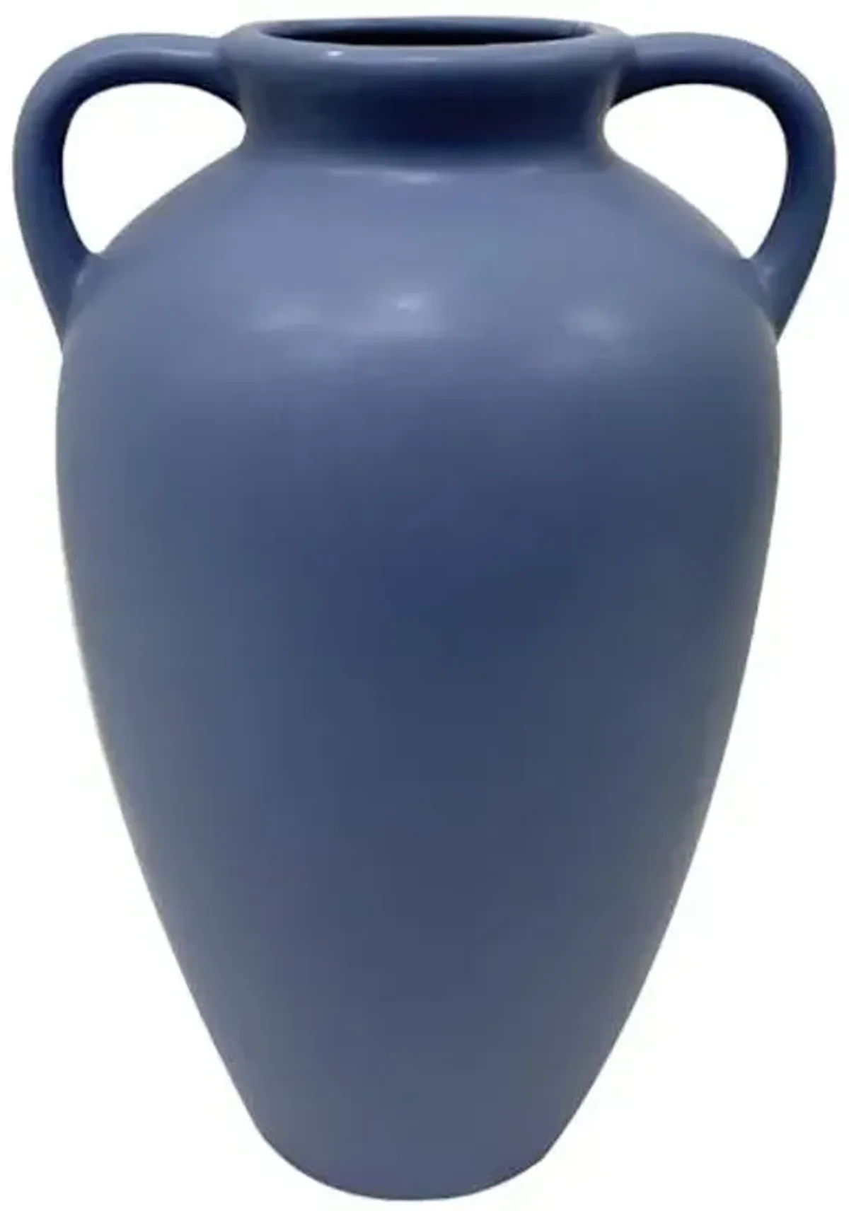 Blue Ceramic Vase with Handles, 10.5"
