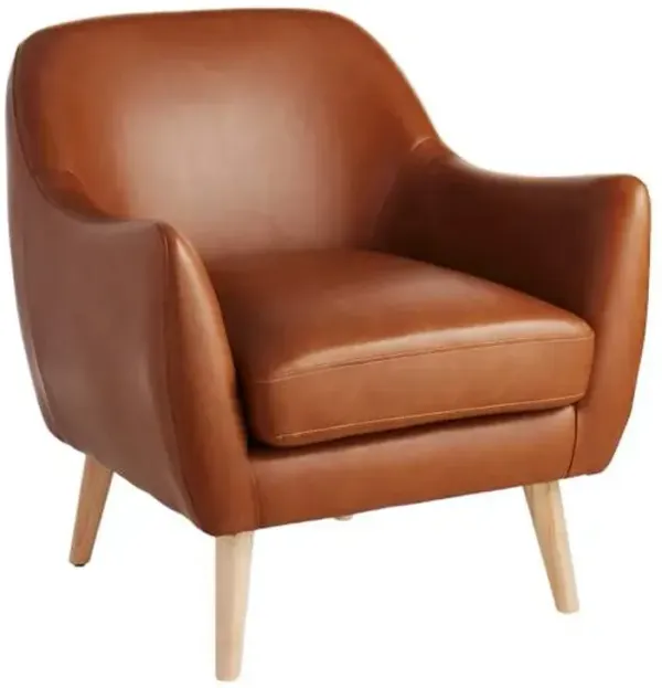 Honeybloom Braxton Faux Leather Accent Chair, Cognac