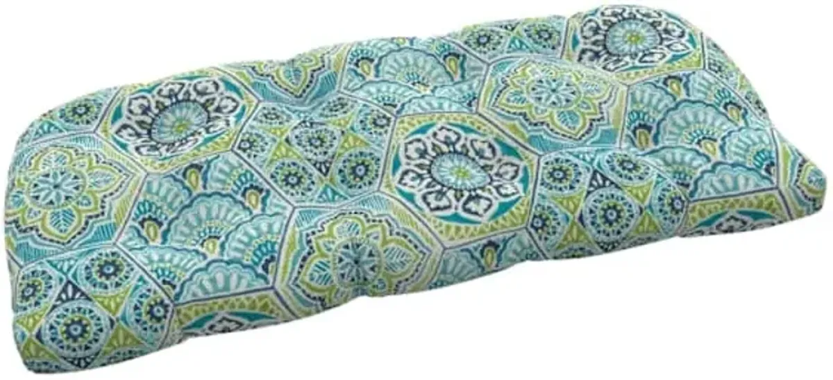 Calista Teal Outdoor Wicker Settee Cushion