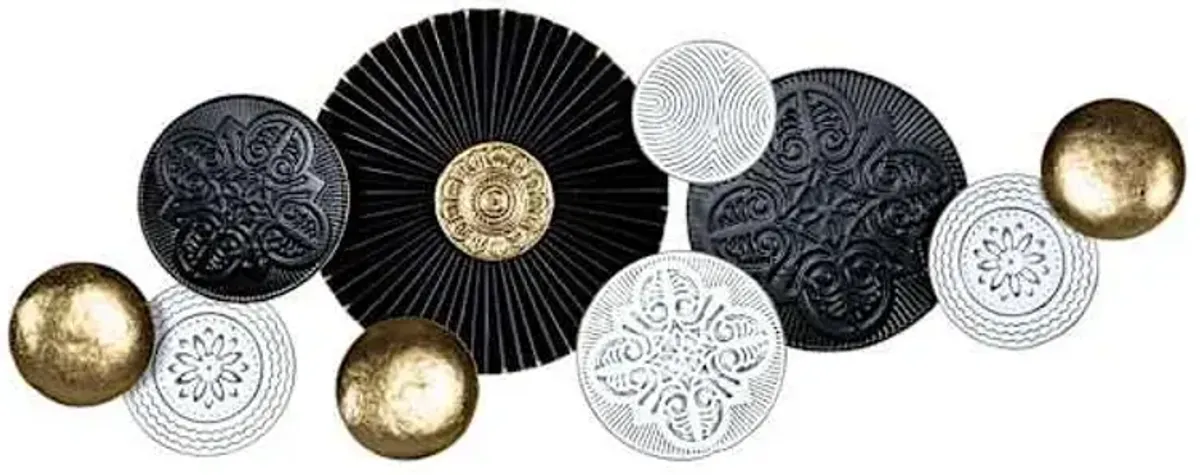 Black, Gold & White Metal Centerpiece Wall Art, 44x17
