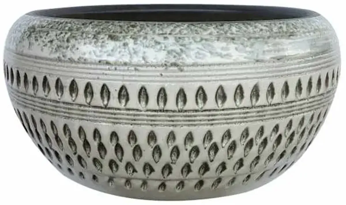 White Cyber Ceramic Outdoor Decorative Bowl, Medium
