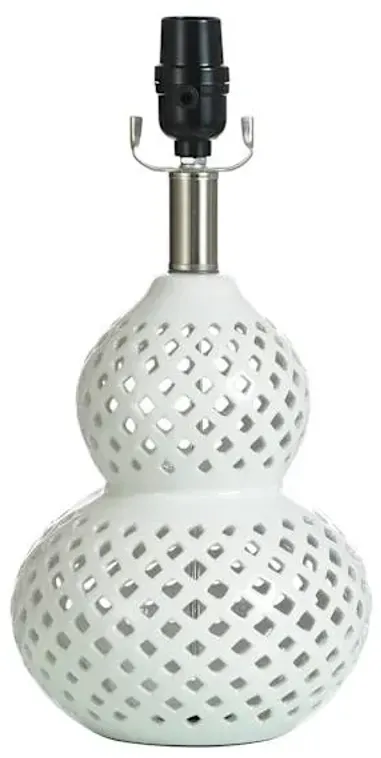 White Lattice Double Gourd Accent Lamp, 14"