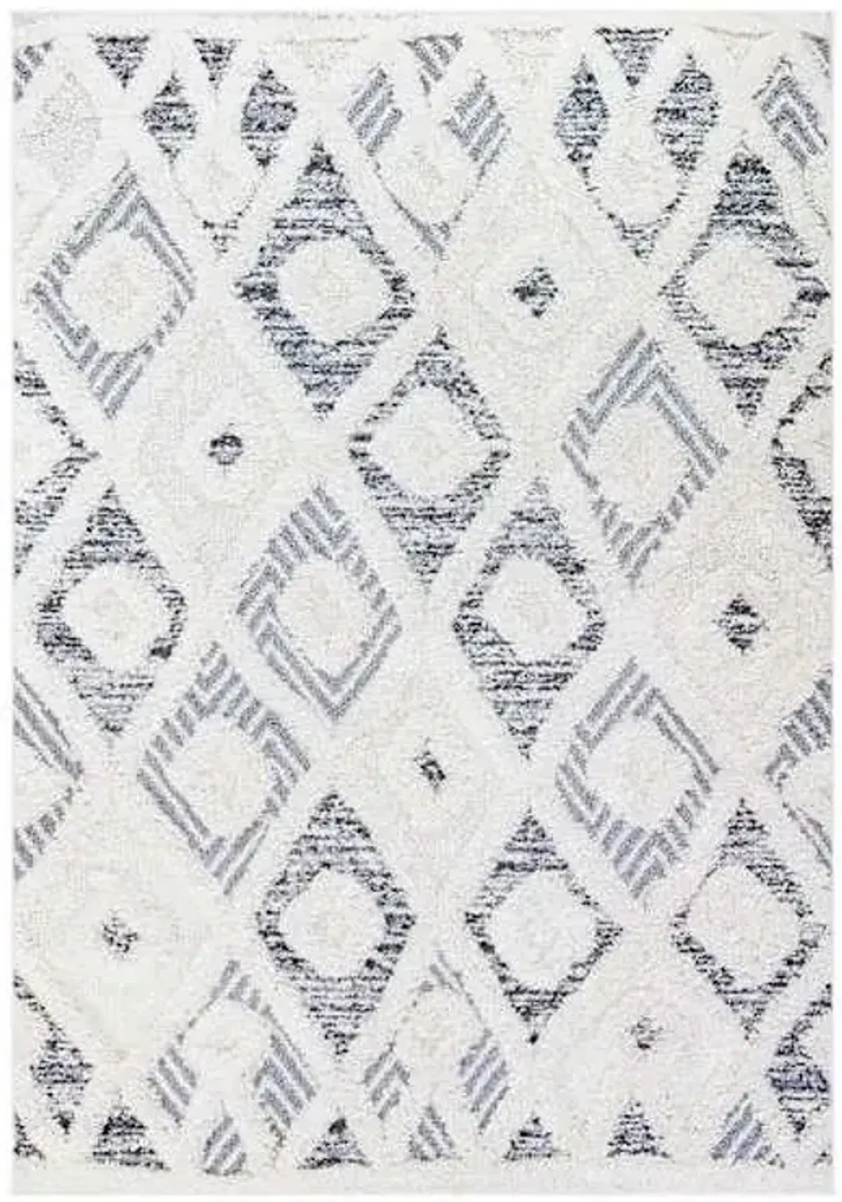 (B712) Found & Fable Gloria Cream Diamond Design Area Rug, 8x10