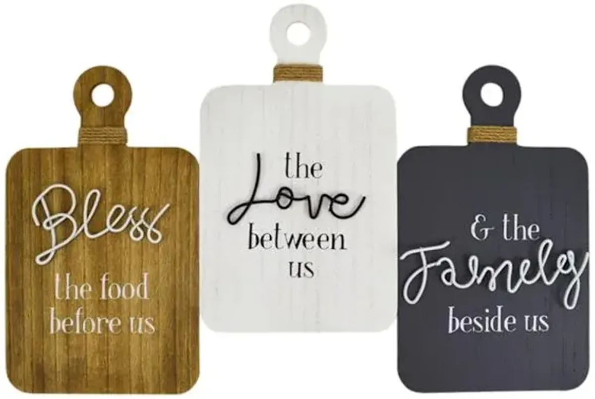 Bless, Love, & Family Kitchen Wall Art, 21x14