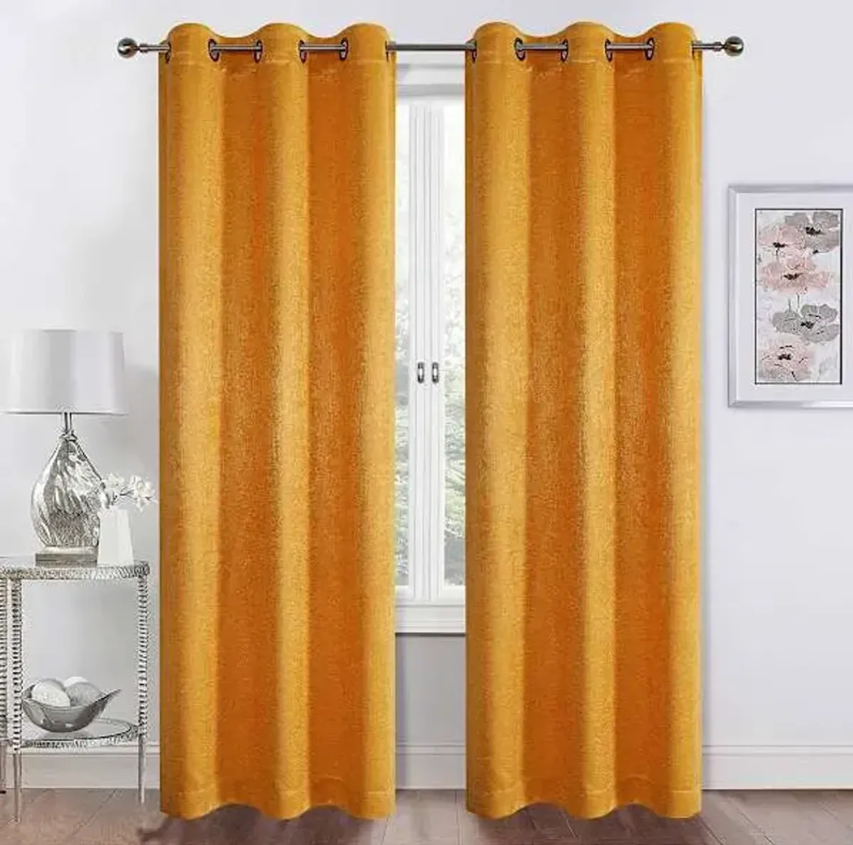 Barnes Yellow Textured Grommet Curtain Panel, 84"