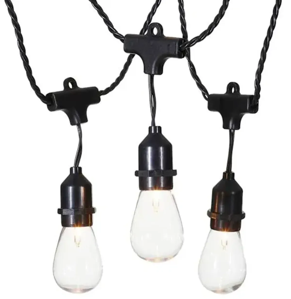 30-Count Clear D40 Edison String Lights with Black Commercial Wire