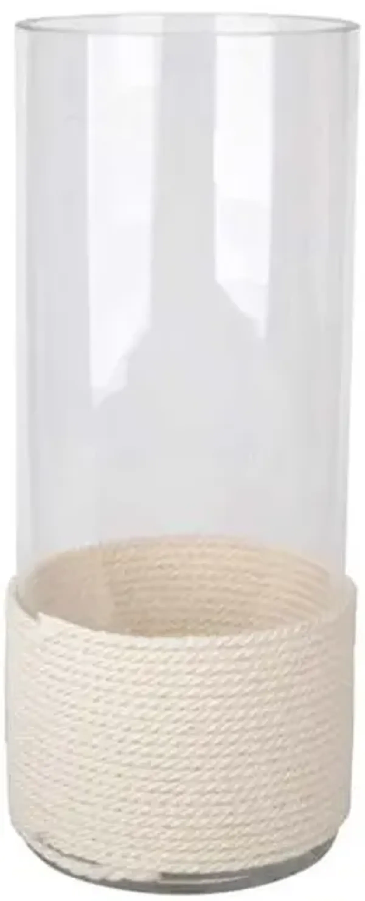Clear Glass Vase with Textured White Base