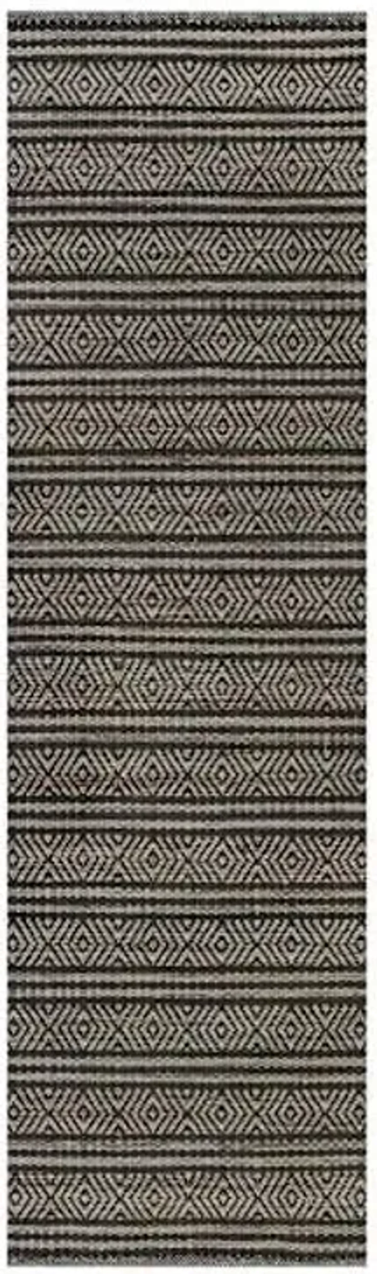(B723) Honeybloom Neutral Flatweave Runner, 2x7