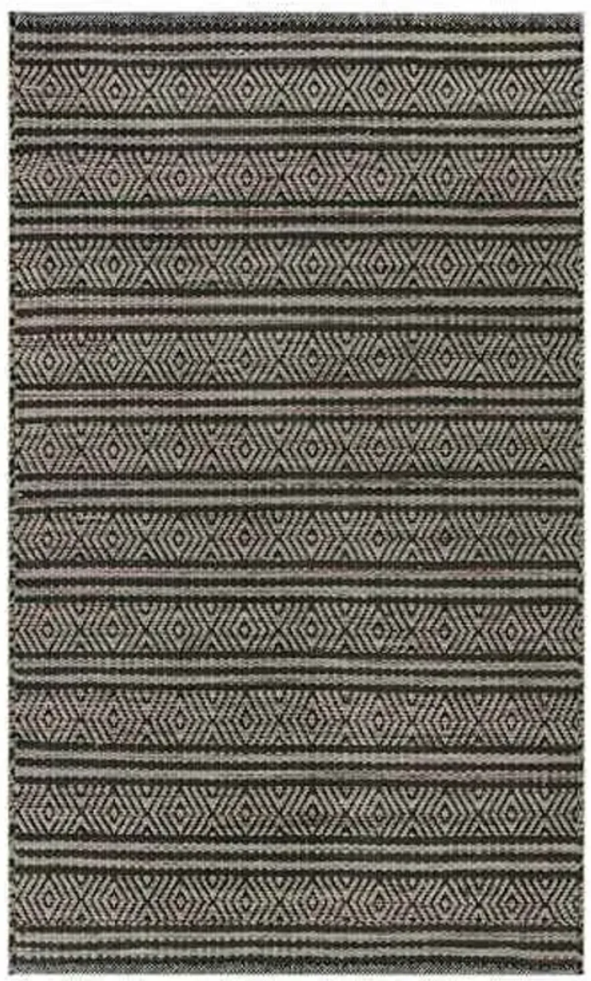 (B722) Honeybloom Kelly Charcoal Grey Flatweave Accent Rug, 3x5