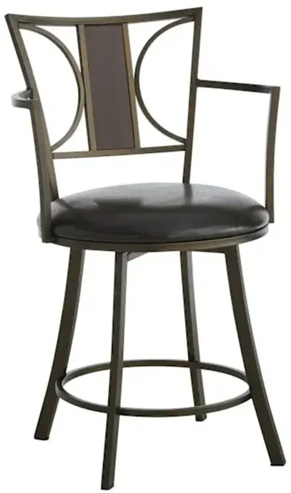 Renata Oversized Faux Leather Counter Stool, 24"