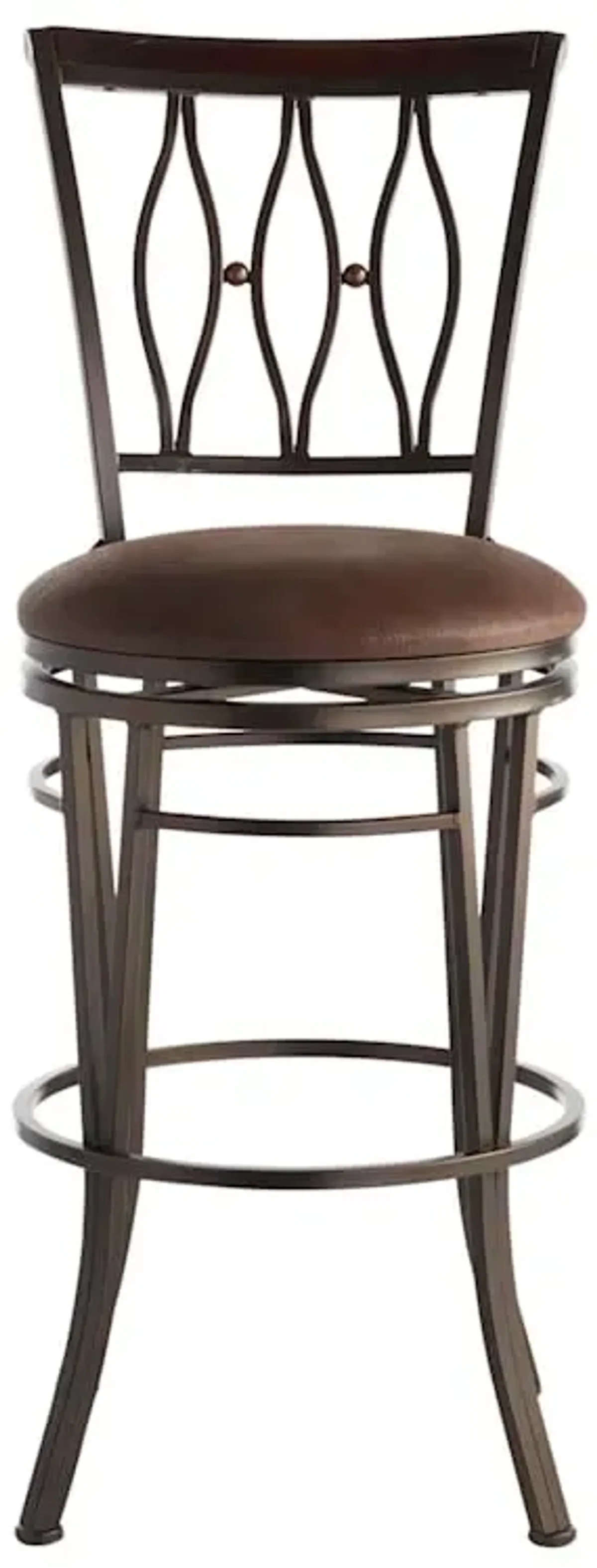 Marsol Brown Metal Swivel Barstool with Faux Leather Seat