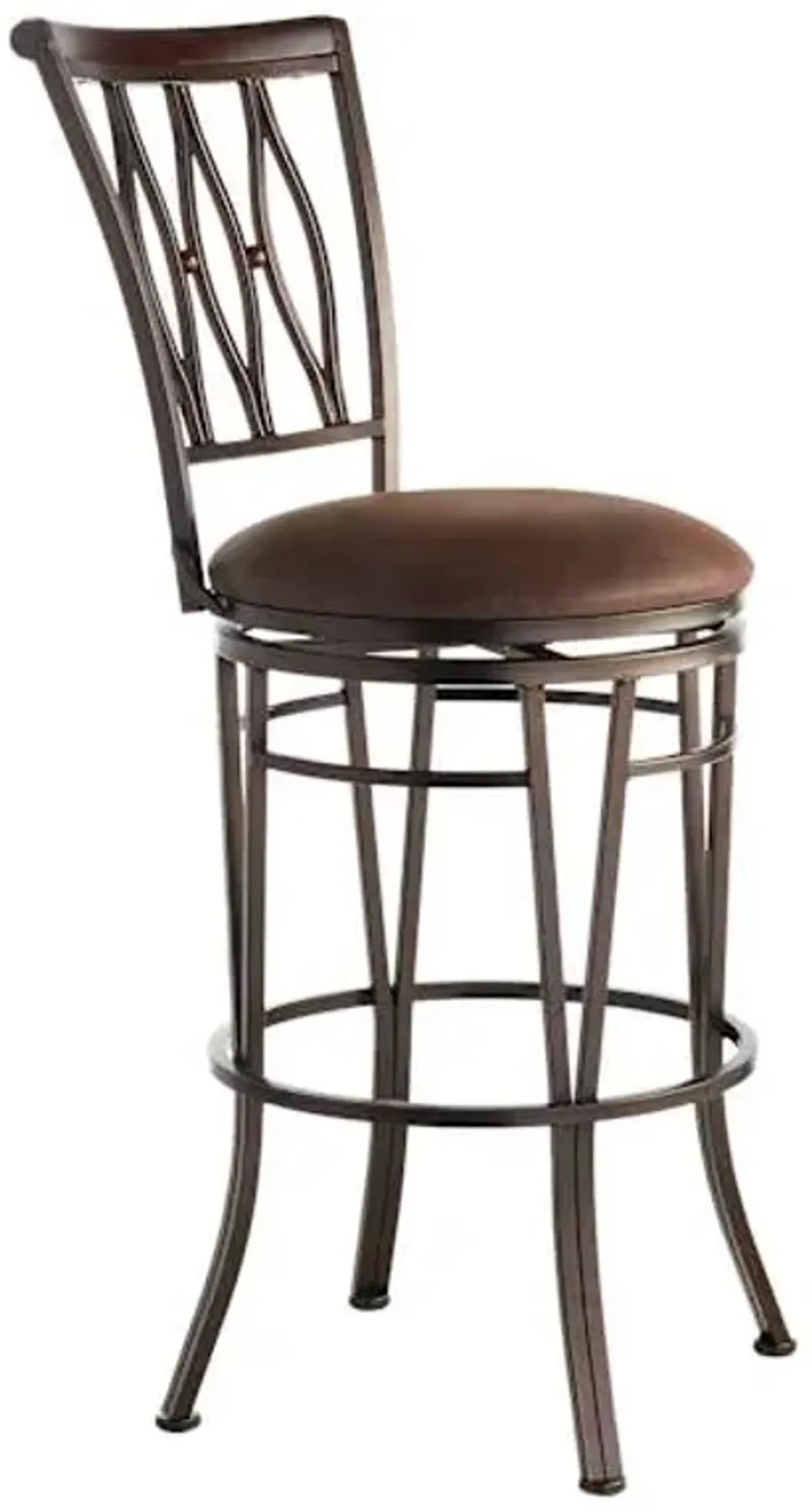 Marsol Brown Metal Swivel Barstool with Faux Leather Seat