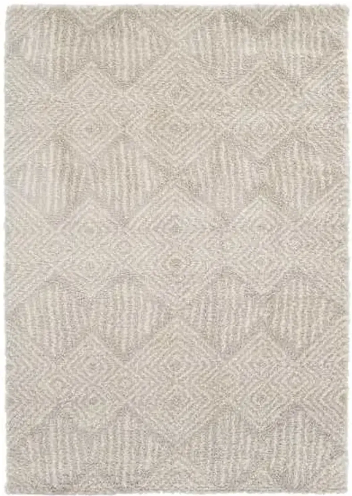 (C181) Macy Neutral Diamond Design Shag Area Rug, 8x10