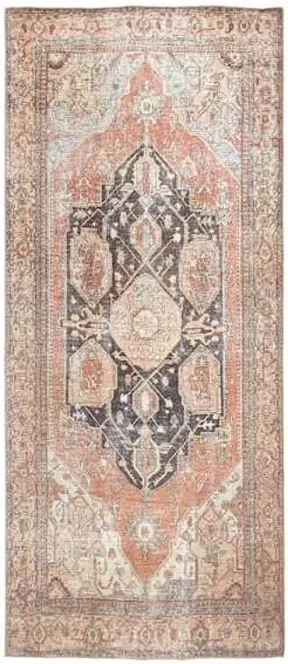 (B753) Riley Brown Multicolor Medallion Runner, 2x7