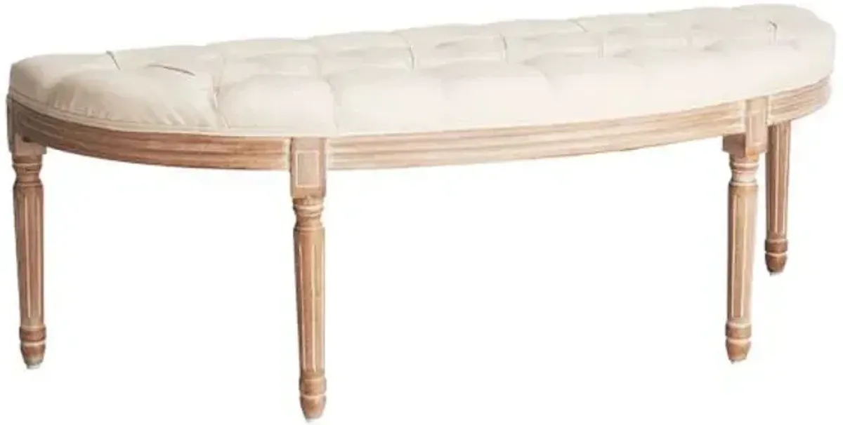 Lourdes Tufted Curved Bench, Neutral